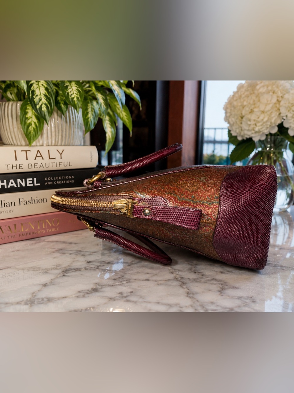Etro Alma Dome Paisley Leather & Coated Canvas Satchel | Made in Italy - Picture 8 of 16